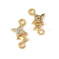 SHEGRACE Brass Micro Pave Clear Cubic Zirconia Double Star Links Connector Charms&nbsp;XGRQ2O832-454G