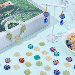 100Pcs Baking Paint and Golden Metal Enlaced Glass Beads&nbsp;DGLA-SC0001-07