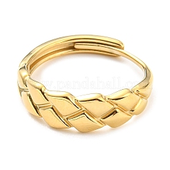 304 Stainless Steel Grooved Rhombus Adjustable Ring for Women&nbsp;RJEW-C016-28G