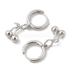 Brass Cherry Hoop Earrings&nbsp;EJEW-M077-19P-03