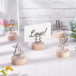 15 Sets 5 Style Flat Round Schima Wood Name Card Holder Base&nbsp;AJEW-GA0003-78