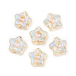 Electroplate and Golden Metal Enlaced Glass Beads&nbsp;EGLA-T029-02M