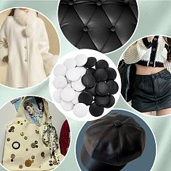 30Pcs 2 Colors 1-Hole PU Leather Shank Buttons&nbsp;BUTT-NB0001-91