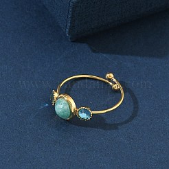 Natural Amazonite Adjustable Finger Rings for Women&nbsp;RJEW-A101-01G-01