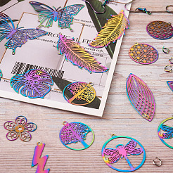 DIY 9 Shapes Colorful Filigree Joiners Stainless Steel Earring Making Kits&nbsp;DIY-BT0001-16MC