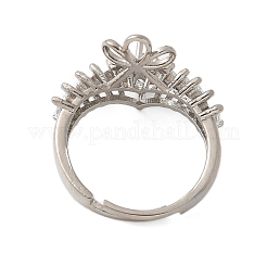 Flower Brass Micro Pave Cubic Zirconia Adjustable Ring Settings&nbsp;KK-K297-10P