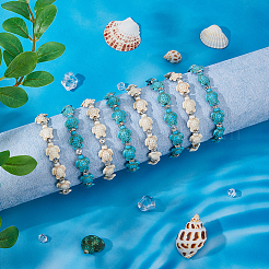 8Pcs 2 Colors Dyed Synthetic Turquoise Tortoise Beaded Stretch Bracelets Set for Women&nbsp;BJEW-DC0001-04