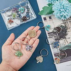 14Pcs 7 Style Chip Gemstone Keychain&nbsp;KEYC-FH0001-17