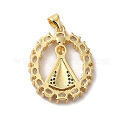 Rack Plating Brass Micro Pave Clear Cubic Zirconia Pendants&nbsp;KK-F853-20G