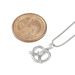 Brass Clear Cubic Zirconia Heart Pendant Box Chain Necklaces&nbsp;NJEW-M079-03P