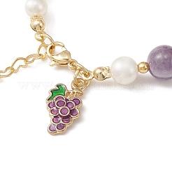 4Pcs 4 Style Grape & Apple & Peach & Starfish Alloy Enamel Charm Bracelets Set&nbsp;BJEW-TA00287