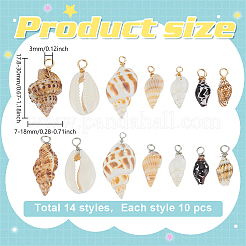 140Pcs 14 Styles Natural Mixed Shell Pendants&nbsp;PALLOY-ME00021