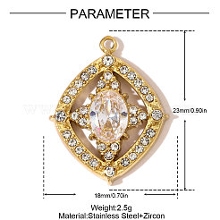 304 Stainless Steel Micro Pave Cubic Zirconia Pendants&nbsp;STAS-OY007-54G