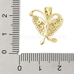 Butterfly Rack Plating Brass Micro Pave Cubic Zirconia Pendants&nbsp;KK-Z074-72G