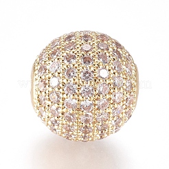 CZ Jewelry Brass Micro Pave Cubic Zirconia Round Beads&nbsp;X-ZIRC-M024-06G