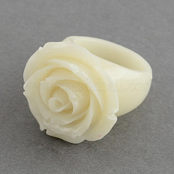Rose Flower Synthetic Coral Rings&nbsp;RJEW-S019-M