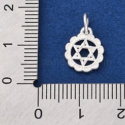 925 Sterling Silver Flower with Star of David Pattern Charms&nbsp;STER-G045-10S