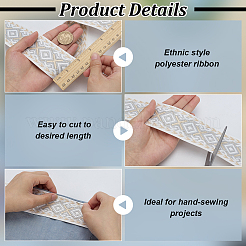 Ethnic Style Polyester Ribbon&nbsp;OCOR-WH0105-092C