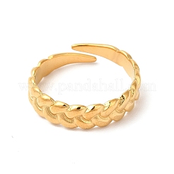 Ion Plating(IP) 304 Stainless Steel Twist Rope Shape Open Cuff Ring for Women&nbsp;RJEW-E063-31G
