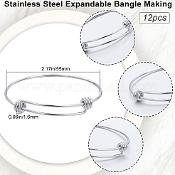 12Pcs Adjustable 201 Stainless Steel Expandable Bangle Making&nbsp;STAS-SC0008-73