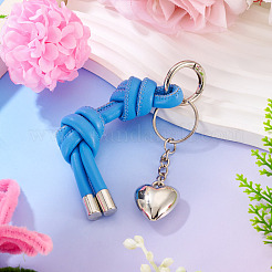 Imitation Leather Cord with CCB Plastic Heart Charm Keychains&nbsp;KEYC-TAC00075
