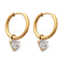 304 Stainless Steel Micro Pave Cubic Zirconia Hoop Earrings Ion Plating(IP)&nbsp;STAS-R004-03G-02