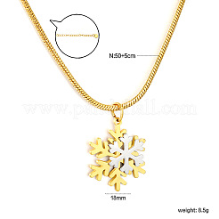 Duo Tone 304 Stainless Steel Christmas Snowflake Pendant Necklaces&nbsp;WGCD618-02