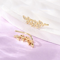 Brass Pave Cubic Zirconia Stud Crawler Earrings&nbsp;KK-CBAA351-24G-01
