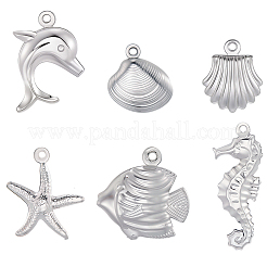 120Pcs 6 Styles Ocean 304 Stainless Steel Pendants&nbsp;STAS-BBC0008-12