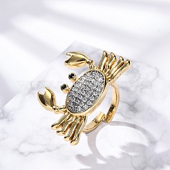 Brass Micro Pave Clear Cubic Zirconia Cuff Finger Rings for Women&nbsp;RJEW-C116-04G