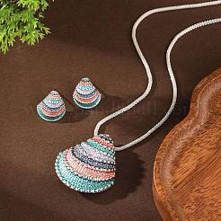 Shell Shape Alloy Enamel Pendant Necklaces & Stud Earrings Sets&nbsp;FS-WG5EB67-02