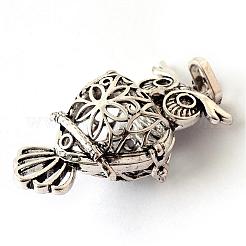 Rack Plating Brass Cage Pendants&nbsp;KK-Q402-18AS