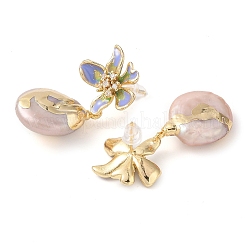 Natural Pearl Dangle Earrings&nbsp;EJEW-L286-13G