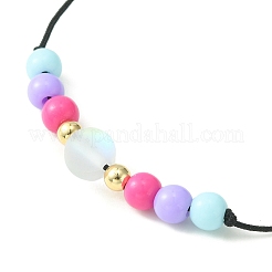 2Pcs 2 Style Natural Black Agate & Synthetic Moonstone & Acrylic Round Braided Bead Bracelets Set&nbsp;BJEW-JB09443