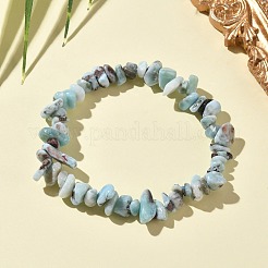 Natural Larimar Chip Beads Stretch Bracelets for Men Women&nbsp;BJEW-C145-01A