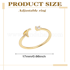 1Pc Letter Brass Rhinestone Open Cuff Rings for Women&nbsp;AJEW-LP0004-47T-G