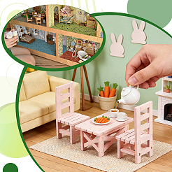 Tables and Chairs Wood Miniature Ornaments&nbsp;AJEW-WH0410-306A