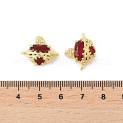Brass Micro Pave Clear Cubic Zirconia Connector Charms&nbsp;KK-F900-04G