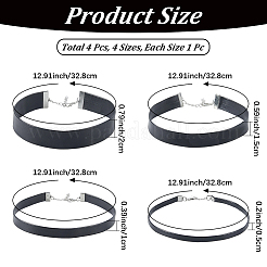 4Pcs 4 Styles Flat PU Leather Cord Gothic Choker Necklaces with Platinum Iron End Chains&nbsp;NJEW-CL0001-14