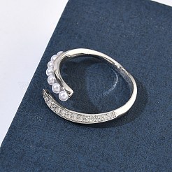 Brass Micro Pave Cubic Zirconia Cuff Open Rings&nbsp;RJEW-C158-01P