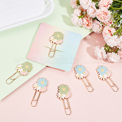 6Pcs 2 Colors Daisy Zinc Alloy Enamel Paper Clips&nbsp;AJEW-SC0002-83