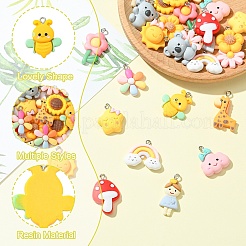 30Pcs 15 Styles Opaque Resin Pendants&nbsp;RESI-YW0003-30