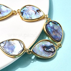Natural Abalone Shell/Paua Shell Teardrop Link Chain Bracelets for Women&nbsp;BJEW-F512-01G