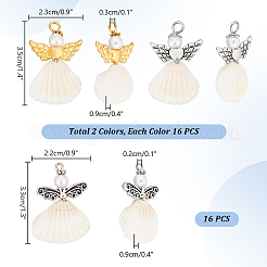 48Pcs 3 Styles Spiral Shell Angel Pendants&nbsp;FIND-PH0020-54