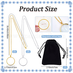 2Pcs 2 Colors Flat Round Glass Magnifying Pendant Necklaces&nbsp;NJEW-SP0001-02