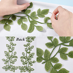 2 Pairs Leaf Polyester Embroidery Sew on Appliques&nbsp;DIY-GF0012-70
