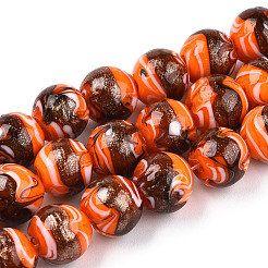 Handmade Gold Sand Lampwork Beads&nbsp;LAMP-N028-001G