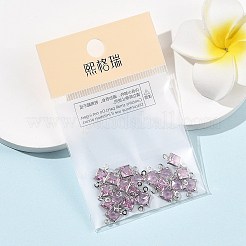 SHEGRACE Brass Pave Cubic Zirconia Square Connector Charms&nbsp;XGRQ2O264-440E-P