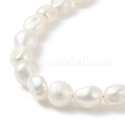Natural Baroque Pearl Beaded Necklace with 304 Stainless Steel Paperclip Chains for Women&nbsp;NJEW-JN04108