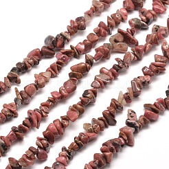 Natural Rhodonite Chip Bead Strands&nbsp;G-M205-24